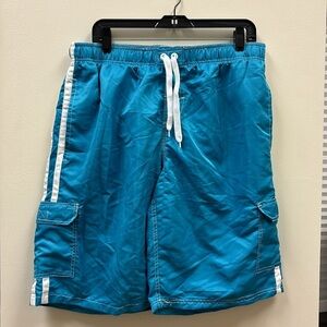 Norty Mens Cargo Swim Trunks Shorts Blue XL